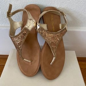 Gold, sparkly sandals